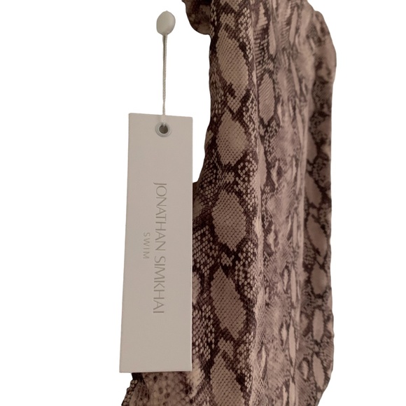 NWT Jonathan Simkhai Calla Apron Back One-Piece Bathing Suit Python Brown S - Picture 11 of 12
